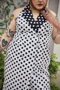 Sixties White Polka Dot Midi Dress