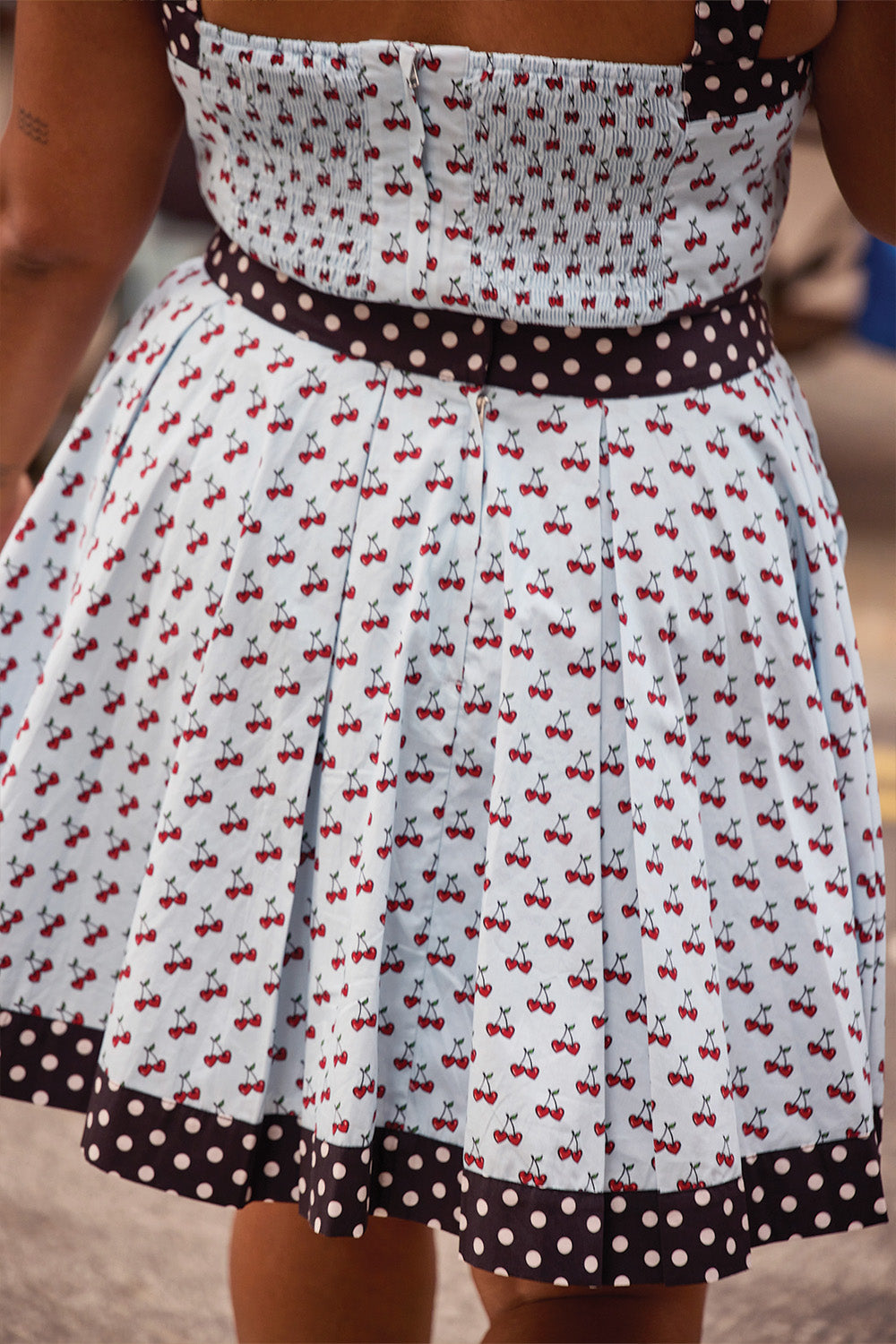 Sweetheart Blue Cherry Crop Top