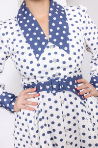 Margo Navy Polka Dot Midi Dress