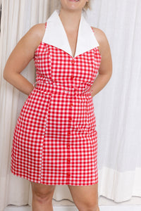 Vintage Red Check Mini Dress